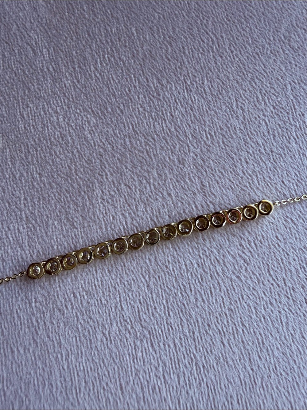 Melinda Maria Gold Bezel Tennis Necklace Crystal Adjustable Dainty - Picture 5 of 10